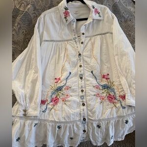 Pilcro White Midi Dress with Colorful Embroidery 🔥 Size M wore 1x